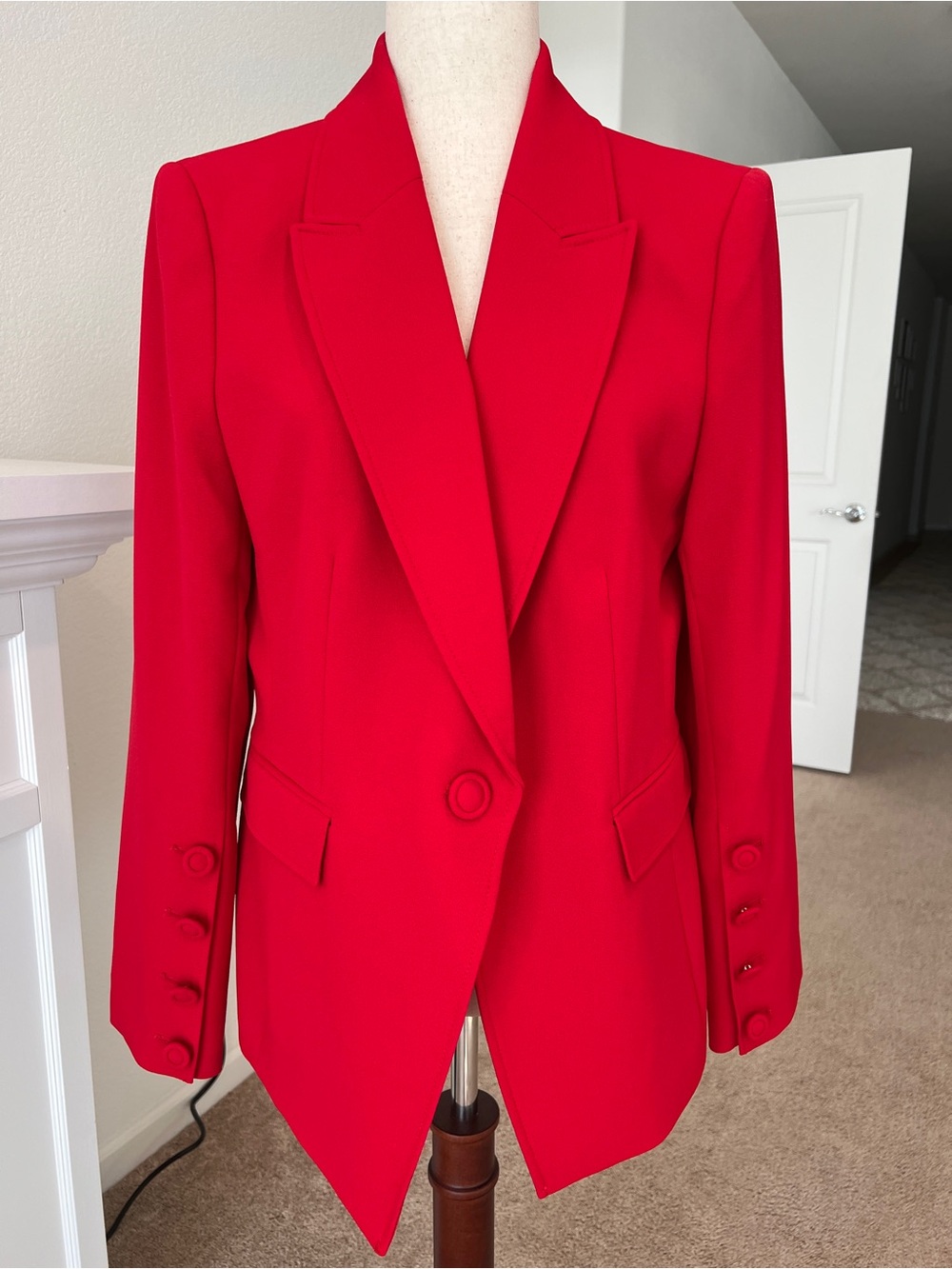 Tahari ASL Red Single-Button Tailored Blazer